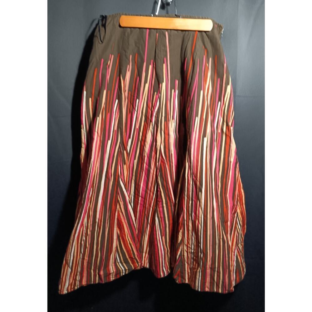 Y2K Calvin Klein Maxi Skirt Women 6 Tulip Stripe Brown Pink Long Vintage - Picture 5 of 5
